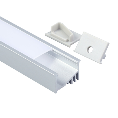 Difusor PC perfil de LED montado em superfície anodizado prateado para iluminação de cozinha