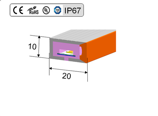 diodo emissor de luz Flex Light de néon de 20×10mm, corda IP67 clara de néon flexível impermeável