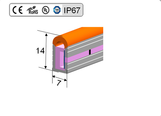 O diodo emissor de luz Flex Light de néon de RGBW 12V, néon do silicone do diodo emissor de luz descasca 7mm x 14mm para o casamento