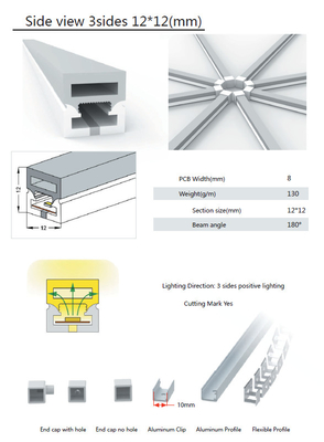 Tubulação flexível do silicone para a tira do diodo emissor de luz dimensão dobrável de 12mm x de 12mm