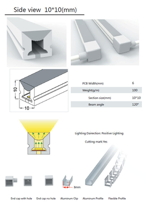 tubo IP68 impermeável do silicone do diodo emissor de luz de 10×10mm para a iluminação de tira conduzida