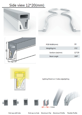 Tubo impermeável do silicone do diodo emissor de luz de IP65 IP67 para a iluminação de tira de néon 12×20mm