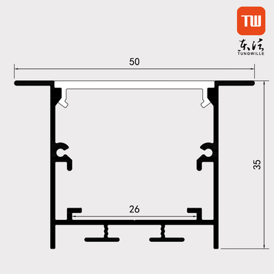Perfil suspendido anodizado do diodo emissor de luz, tira 50 x 35mm de superfície de prata do diodo emissor de luz da luz do perfil