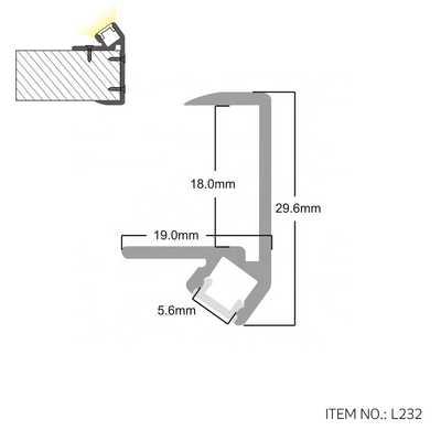 Perfil de LED de canto de drywall, canal de tira de LED de 45 graus cor preta prata