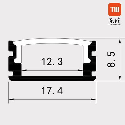 O perfil montado de superfície branco do diodo emissor de luz, U dá forma ao canal de alumínio 17.4mm x 8.5mm do diodo emissor de luz