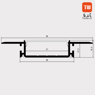Perfil de alumínio drywall para teto de gesso para iluminação de tira de LED 98mm x 18mm