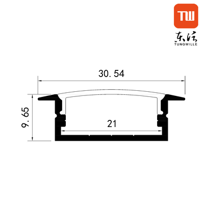 Perfil de alumínio de luz linear montado em superfície em forma de U 23x10mm