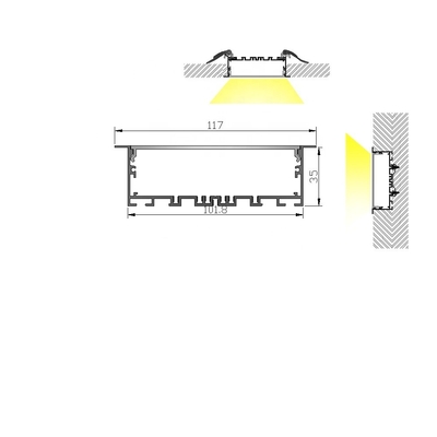 A luz que de tira do diodo emissor de luz o canal de alumínio Recessed o perfil do diodo emissor de luz do emplastro personalizou anodizado
