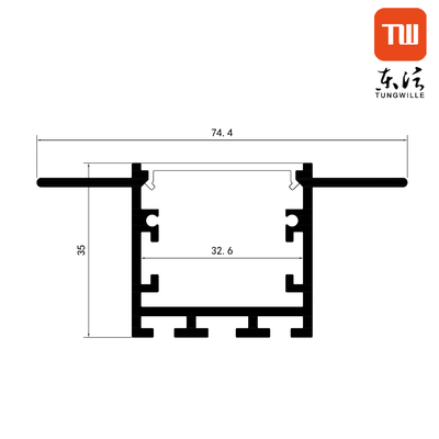 do canal de alumínio do perfil de 74mm a tampa leitosa conduzida Recessed larga do PC conduziu a luz linear
