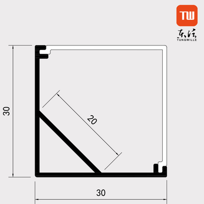 O canal do canto da tira do diodo emissor de luz do OEM, V deu forma à extrusão o canal de alumínio do diodo emissor de luz de 45 graus