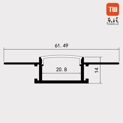Tira clara cor de prata Embutido de Trimless do Drywall do canal do diodo emissor de luz