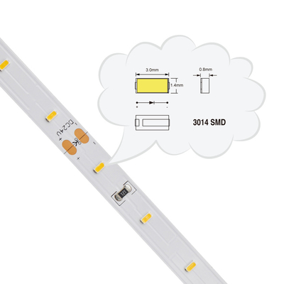 Tira branca do diodo emissor de luz de SMD 3014, luzes de tira flexíveis do diodo emissor de luz de IP20 SMD 120 diodos emissores de luz/M