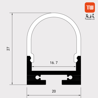 Perfil LED montado em superfície industrial anodizado preto para cinema de guarda-roupa