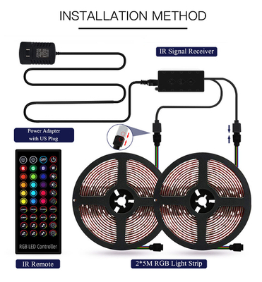 Luzes de tira espertas flexíveis do diodo emissor de luz, tira IP65 do diodo emissor de luz de 5m 5050 RGB impermeável