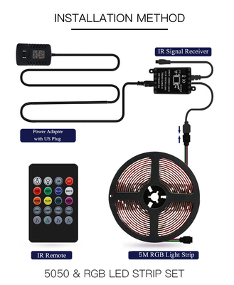 Luzes de tira espertas flexíveis do diodo emissor de luz, tira IP65 do diodo emissor de luz de 5m 5050 RGB impermeável